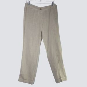 Max Mara Weekend Relaxed Garçon Fit Linen Trousers Light Tan Sz 8 Fits 4-6